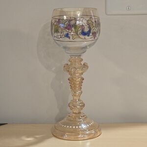 Moser Art Nouveau Roman Style 1920s Wine Glass Hand-Painted Glass Czech Republic